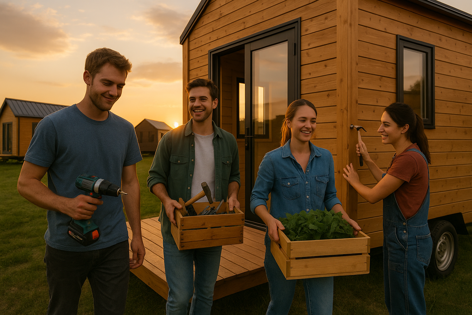 Junge Menschen helfen im Dorf